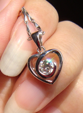 珠宝白金天然圆形钻石项链吊坠