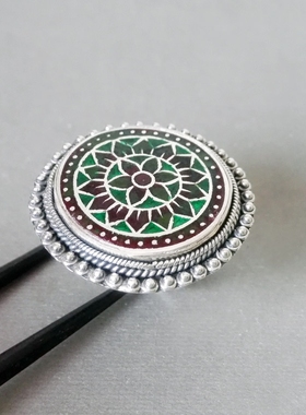 民族风纯银植物花卉复古戒指