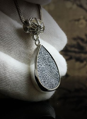 手工纯银首饰品油滴项链坠