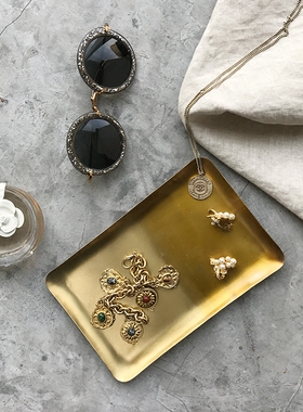 印度进口黄铜设计师款长条托盘