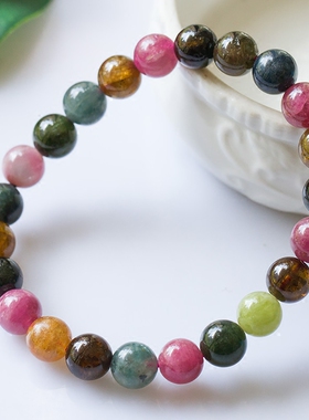 颜色艳丽精致小巧风巴西碧玺手串