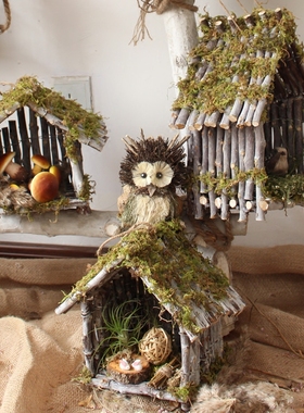 鸟巢小鸟窝手工艺品zakka挂件