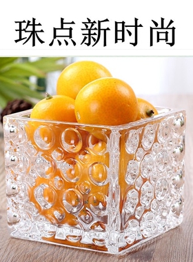 北欧四方形大号圆点盆餐桌插花瓶