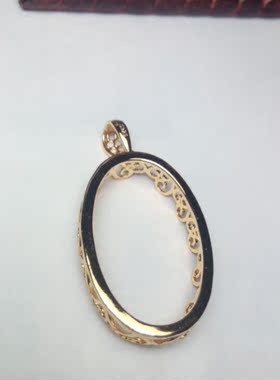 925银镀白金黄金 加保护膜 枝蔓花边围绕 椭圆形 吊坠托 20*33