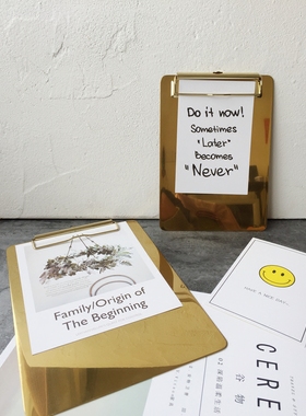 北欧风格黄铜金色收纳装饰照片夹