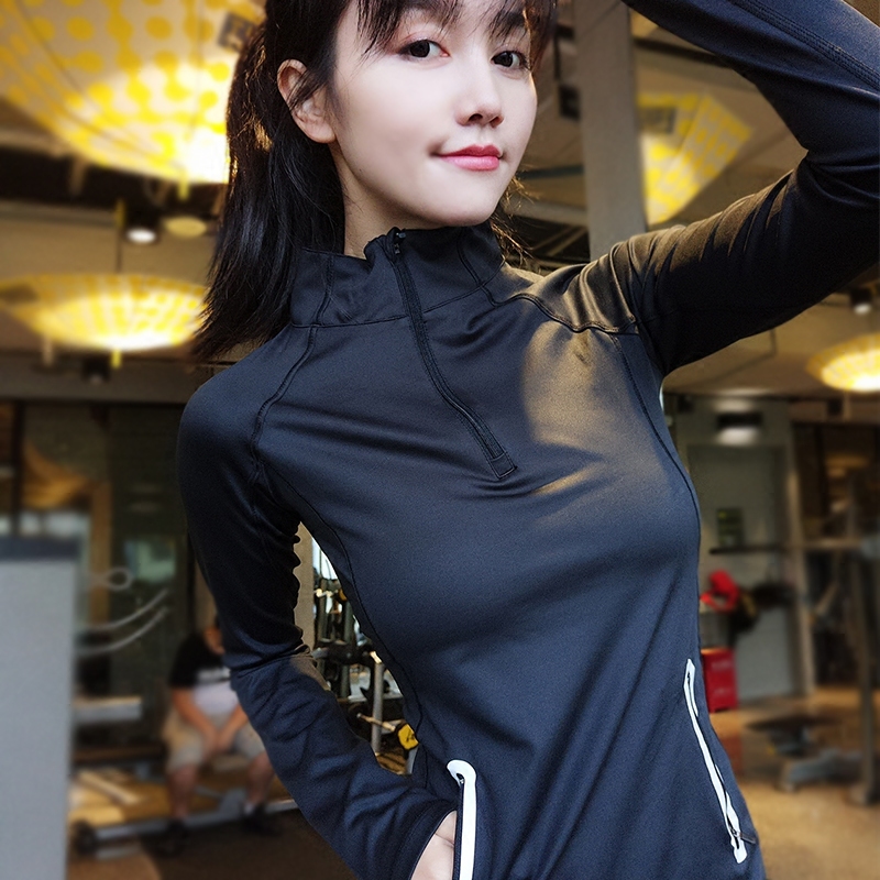 岚纹运动紧身套头衫长袖瑜伽服t恤 岚纹健身衣