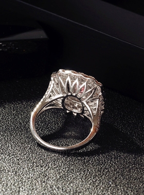 欧美宫廷复古彩金粉钻戒指女
