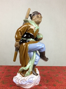 陶瓷石湾公仔蟠桃献寿家居摆设