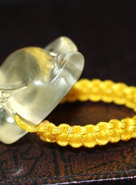 天然黄水晶狐狸戒指 黄水晶狐狸戒面 黄水晶大头萌狐指环戒指