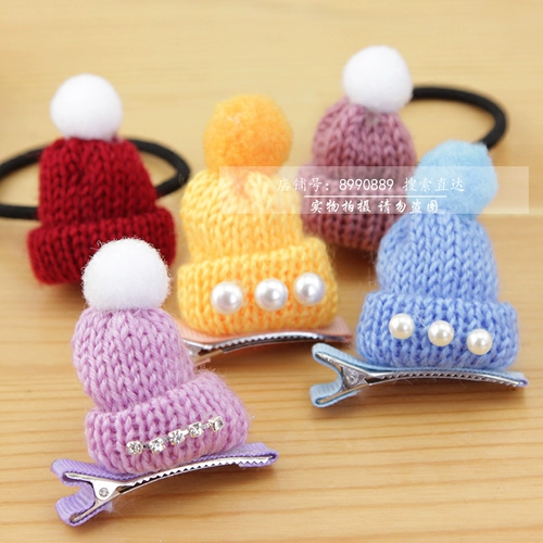 Шерстяная шапка ручной работы, детский аксессуар для волос, заколка для волос, в корейском стиле