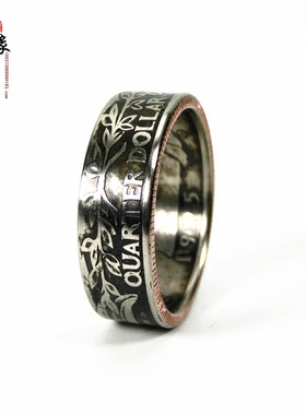 手工美国25美分硬币潮情侣戒指