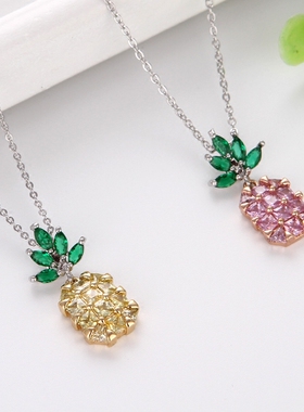 甜美风韩版水果镶锆石短款锁骨链