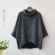 2019 thu đông mới tay áo bảy điểm nửa cổ áo thun cao cổ áo len nữ áo len phiên bản Hàn Quốc của áo thun nữ rộng cỡ dơi - Cộng với kích thước quần áo quần áo nữ cá tính Cộng với kích thước quần áo