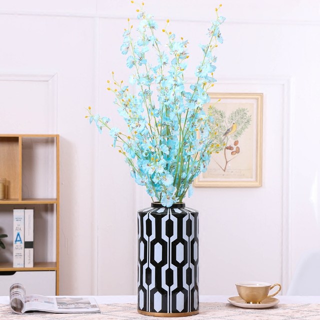 Geometric pattern ceramic vase decoration living room neoclassical