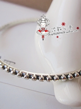 白色珍珠底座925银复古做旧手环