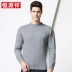 Áo len cashmere nguyên chất Hengyuan Xiang cổ tròn nam 100% áo len cashmere mùa thu và bộ mùa đông của thương hiệu áo len nam chất lượng tốt - Áo len Cashmere