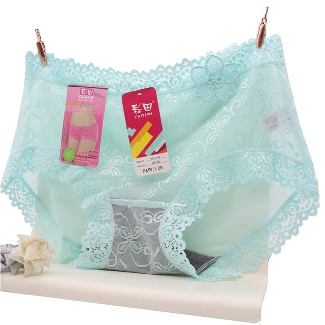 Caitian underwear genuine women's mid-waist 30135 lace