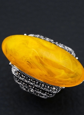 欧美风宫廷夸张人造蜜蜡宝石装饰