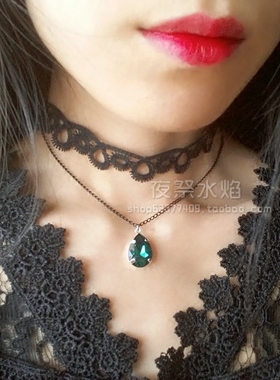 『血色迷离』韩国哥特吸血鬼lolita多色高档水钻蕾丝颈项链choker