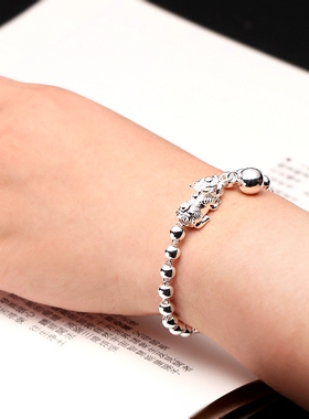 纯银貔貅手链简约银饰