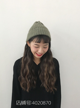李贞同款橄榄绿色磨毛卷边女帽子