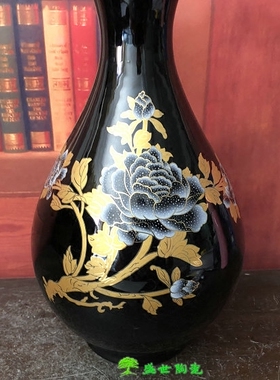 景德镇陶瓷器台面花瓶玉壶春牡丹