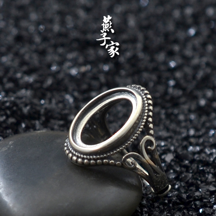 Yanzijia sterling silver amber beeswax rough stone vintage ring setting