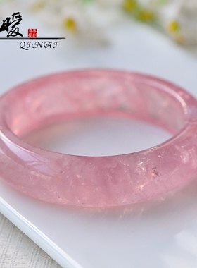 天然粉晶手镯深粉莫桑比克女款