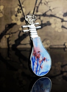 旗袍古典手工官窑银饰文艺风吊坠