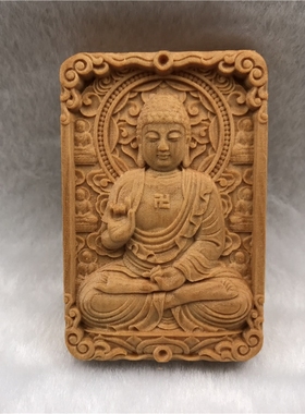 崖柏木质十二生肖吊坠项链佛像