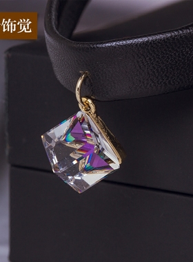 流行饰觉韩版黑色仿皮女方糖颈链