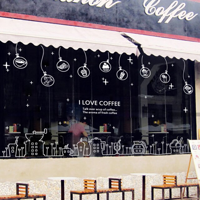 Large milk tea shop window glass wall sticker