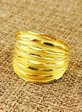 仿黄金女士活口花朵大戒指