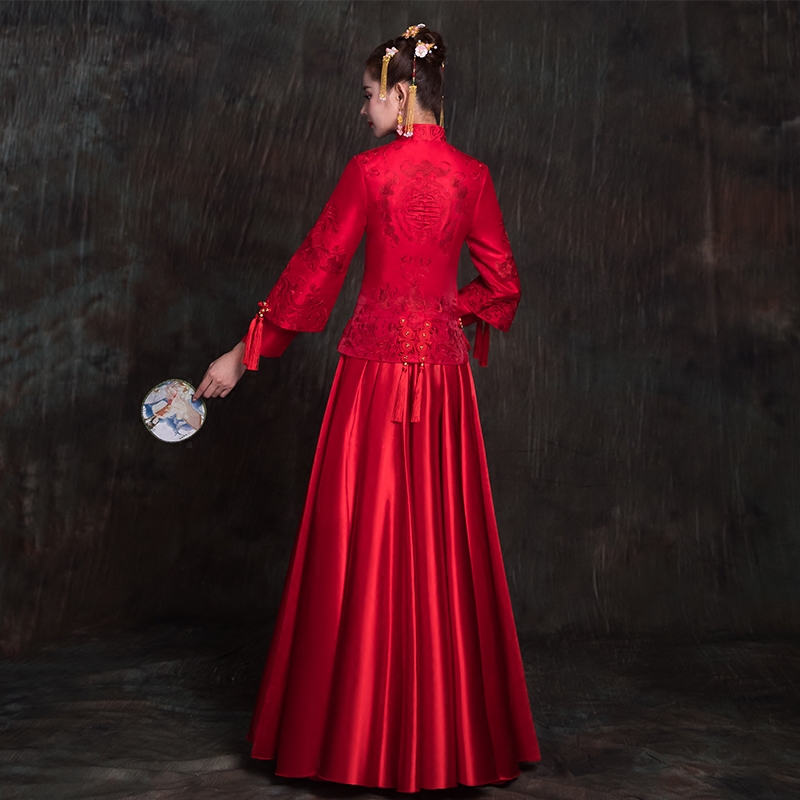 倾妍阁旗舰店秀禾服新款结婚嫁衣敬酒服女新娘婚服红色婚纱中式礼服出阁服3