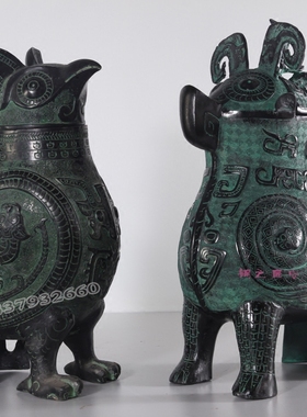 鸟尊猫头鹰展览影视仿古青铜器
