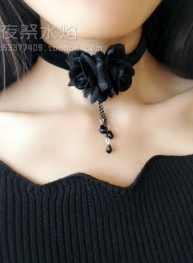 choker玫瑰流苏锁骨链