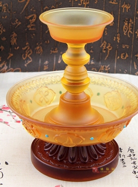 古法真琉璃护法杯藏传八吉祥护法供杯密宗佛堂供具法器用品