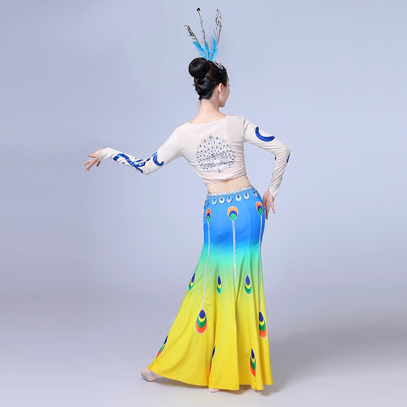 傣族舞蹈服装新款成人女云南鱼尾裙 欧涩狼民族服装/舞台装