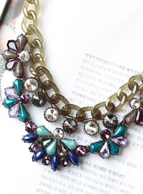 韩国进口高贵风糖果色多层项链