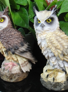 仿真猫头鹰树脂摆件守护防鸟神器