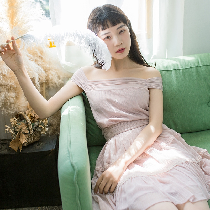 miss原创新款粉色仙美荷叶边公主裙 miss and miss 原创设计半身裙