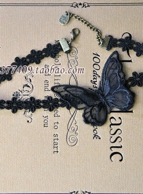 choker蝶舞日韩风黑色蕾丝短项链
