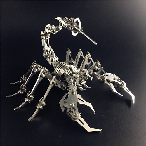 钢魔兽蝎子王3D立体金属拼图不锈钢拼装模型独角兽梦麋狼生肖摆件 - 图2