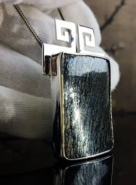 鹧鸪斑手工纯银首饰品古董项链坠