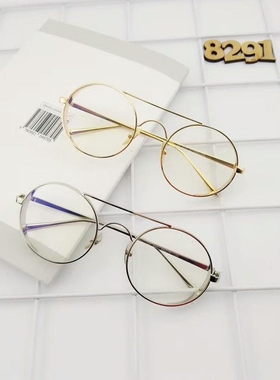 网红范智乔复古大圆金属同款眼镜
