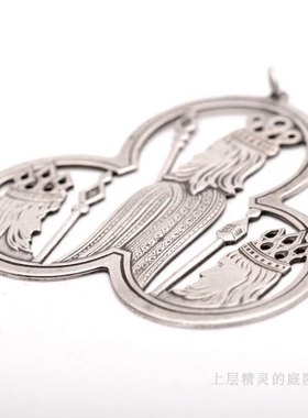 上层精灵的庭院∮欧美古董Vintage首饰925纯银皇冠人物吊坠挂件