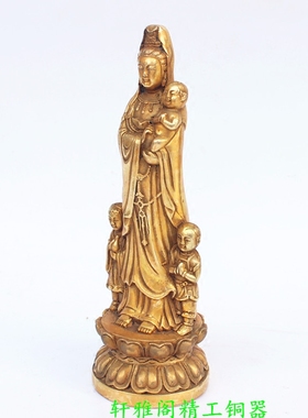 纯铜观音菩萨家用站莲