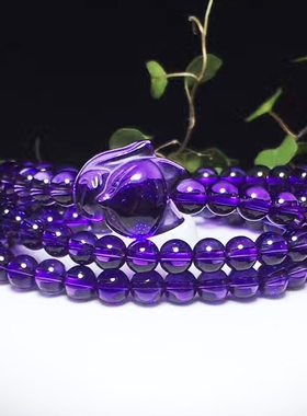 天然紫水晶狐狸手链 紫晶狐狸手串 紫水晶萌狐灵狐手链紫水晶手链