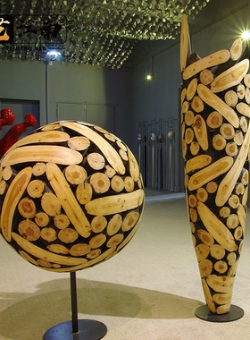 拼接装饰品木雕会所落地摆件