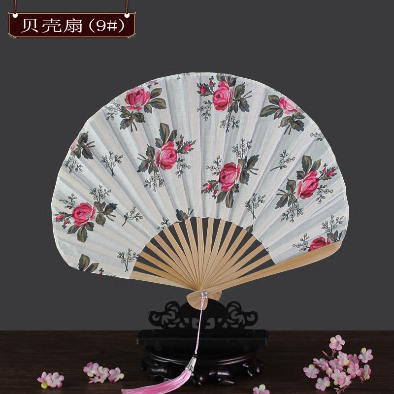 木木夕扇子折扇贝壳扇半圆形刀扇女扇子葵形棉布折叠工艺扇小竹扇 木木夕工艺扇 淘优券